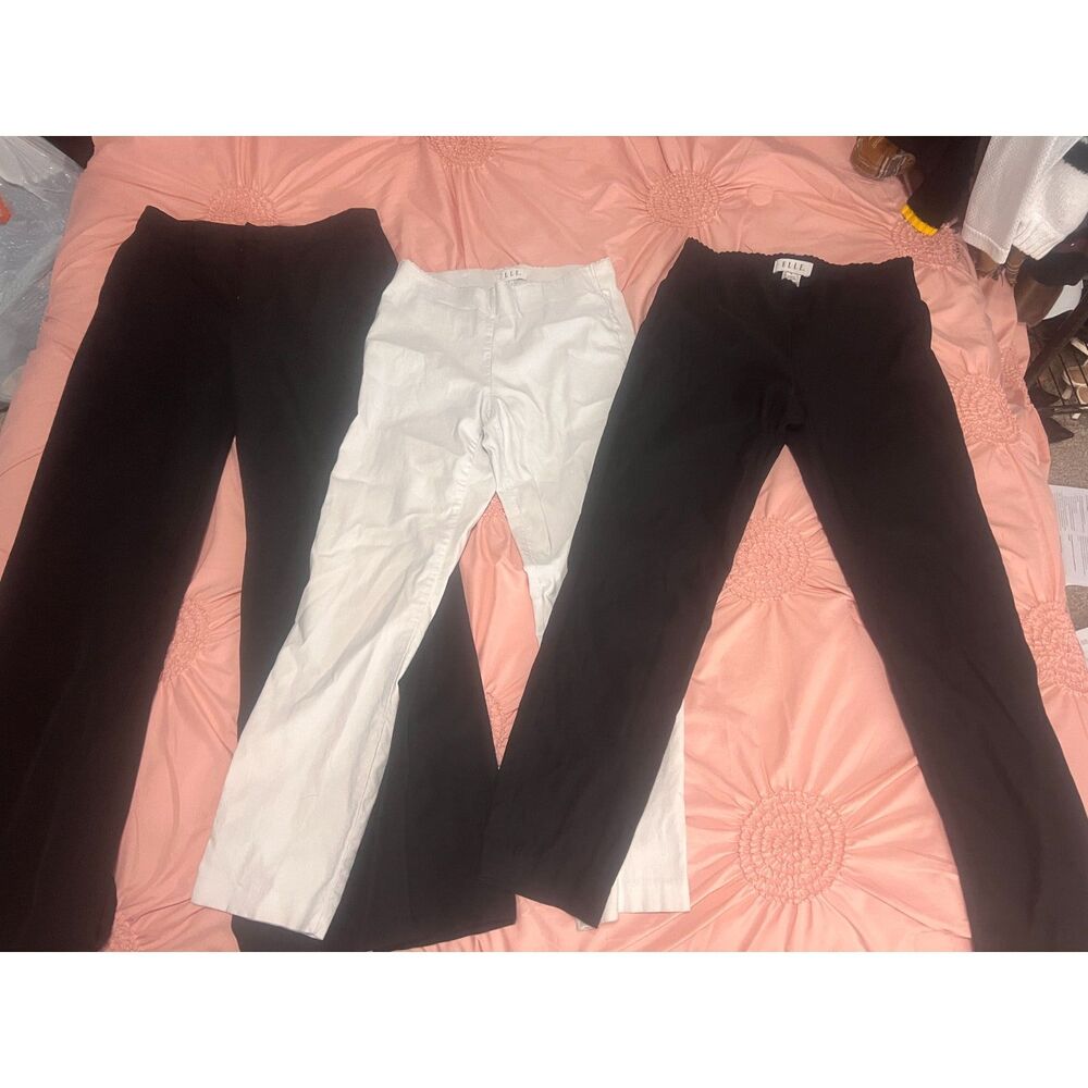 3-Pack Work Pants – ELLE (Black & White, Size S) + Forever 21 Black (XS)